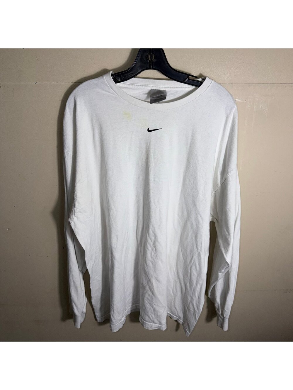 Nike Center Swoosh White Long Sleeve Shirt Mens 2XL Vtg y2k 90s Rare